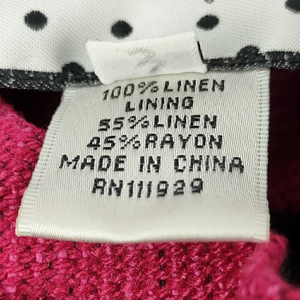 Cottage Clothing Inc. Raspberry & Black Highlights Linen Pants Size Medium (NWT) - Picture 10 of 11